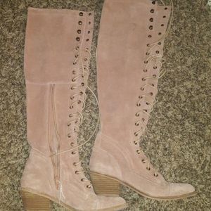 Free People Pink Suede over knee boot like new